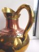Arts & Crafts Copper/brass Large Jug Copper Rivets Rolled Edges Scalloped Collar Arts & Crafts Movement photo 4