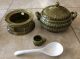 Vtg Mid Century Modern Celadon Green Soup Tureen,  Bowls,  Plates,  Ladle - Japan Mid-Century Modernism photo 2