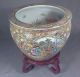 Large Vintage Chinese Porcelain Fish Bowl & Stand Famille Rose Jardinere Planter Bowls photo 2