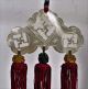 Antique Chinese Tibetan Mother Of Pearl Buddhist Amulet Temple Altar Nacre& Silk Amulets photo 5