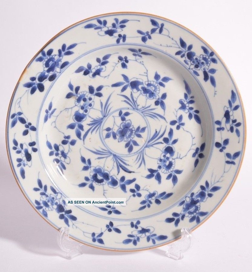 Good Antique 18th C Chinese Blue & White Porcelain Dish Plate Yongzheng Period Vases photo