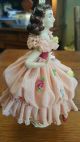Dresden Germany Lady Ballerina In Pink Lace Dress W/ Red Bodice Figurines photo 2