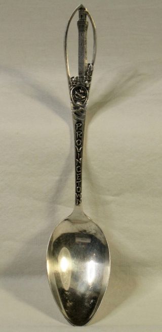 Antique Provincetown,  Mass Pilgrim Monument Sterling Silver Souvenir Spoon G4 photo