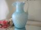 Antique Soft Blue Quilted Satin Glass Pitcher W/ruffle Pitchers photo 1
