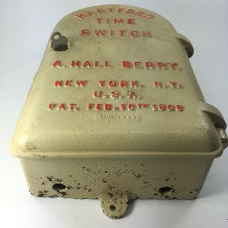 Antique 1909 Hartford Time Switch Heavy Cast Iron Casket Case York City Ny photo