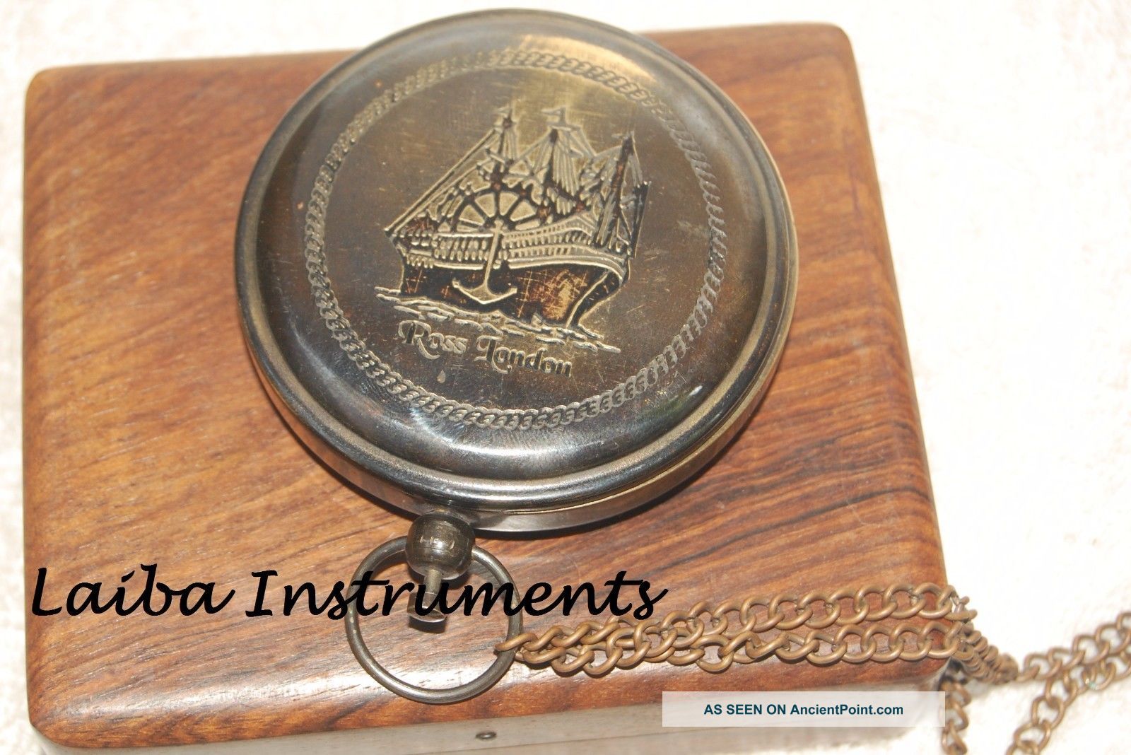 Antique Ross London Push Button Compass Sundial Compass Poem Compass Brass Gift Compasses photo