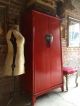 Stunning Antique Style Chinese Wardrobe Armoire Red Lacquered Oriental Shan Xi Reproduction Cabinets photo 1