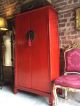 Stunning Antique Style Chinese Wardrobe Armoire Red Lacquered Oriental Shan Xi Reproduction Cabinets photo 3