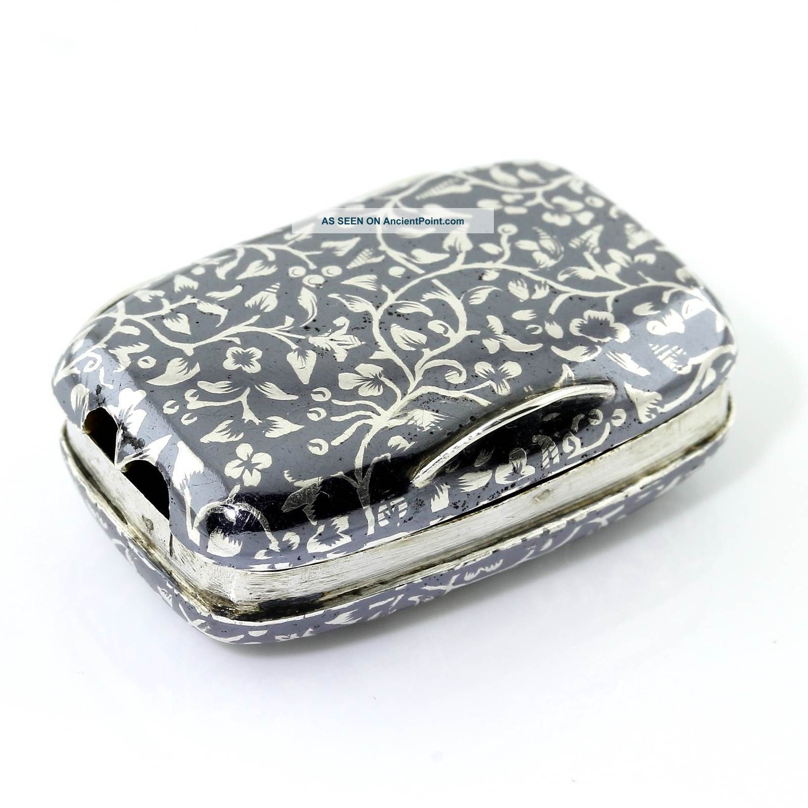 Rare Fine Quality Antique French Silver Gilt Niello Vinaigrette Box 16dnome Vinaigrettes photo