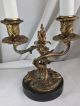 French Gilded Bronze Candlesticks Table Lamp/baroque Style/black Slate Base. Lamps photo 2