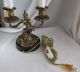 French Gilded Bronze Candlesticks Table Lamp/baroque Style/black Slate Base. Lamps photo 3