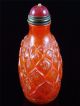 Antique Old Chinese Peking Glass Carved Snuff Bottle Bright Color Auspicious Snuff Bottles photo 3