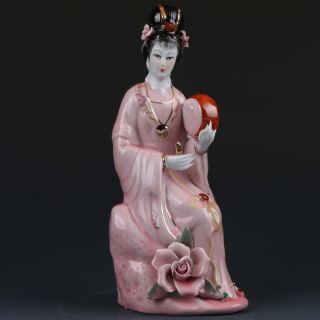 Chinese Famille Rose Porcelain Hand Painted Gril Statue G405 photo