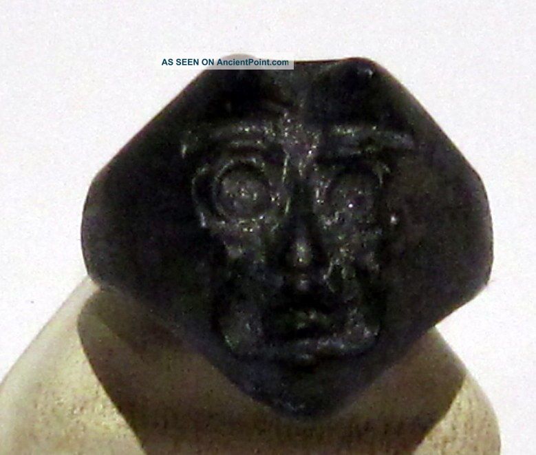 Very Rare 18th To 19th C Bronze Satanistic Ring With A Head On Devil 3c Byzantine photo