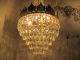 Antique Vnt French Basket Style Crystal Mosque Chandelier Lamp 1940 ' S Chandeliers, Fixtures, Sconces photo 1