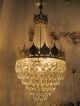 Antique Vnt French Basket Style Crystal Mosque Chandelier Lamp 1940 ' S Chandeliers, Fixtures, Sconces photo 2
