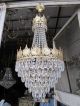 Antique Vnt French Basket Style Crystal Mosque Chandelier Lamp 1940 ' S Chandeliers, Fixtures, Sconces photo 6