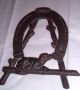 Antique 1800s Dog And Horseshoe Cast Iron Wall Hanging Or Trivet / Victorian Trivets photo 1