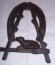 Antique 1800s Dog And Horseshoe Cast Iron Wall Hanging Or Trivet / Victorian Trivets photo 3
