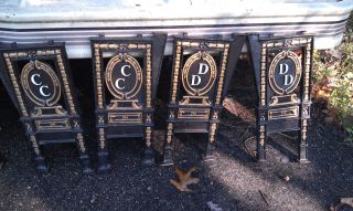 1 Rare Antique Cast Iron Theater Seat Isle Ends W/ Raised Letters photo