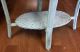 Antique White Wicker Tray Table Glass Top Sturdy Other Antique Furniture photo 1