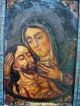 Antique Retablo On Tin Mary Holding Jesus After Crucifixion Framed Latin American photo 1