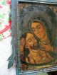 Antique Retablo On Tin Mary Holding Jesus After Crucifixion Framed Latin American photo 4