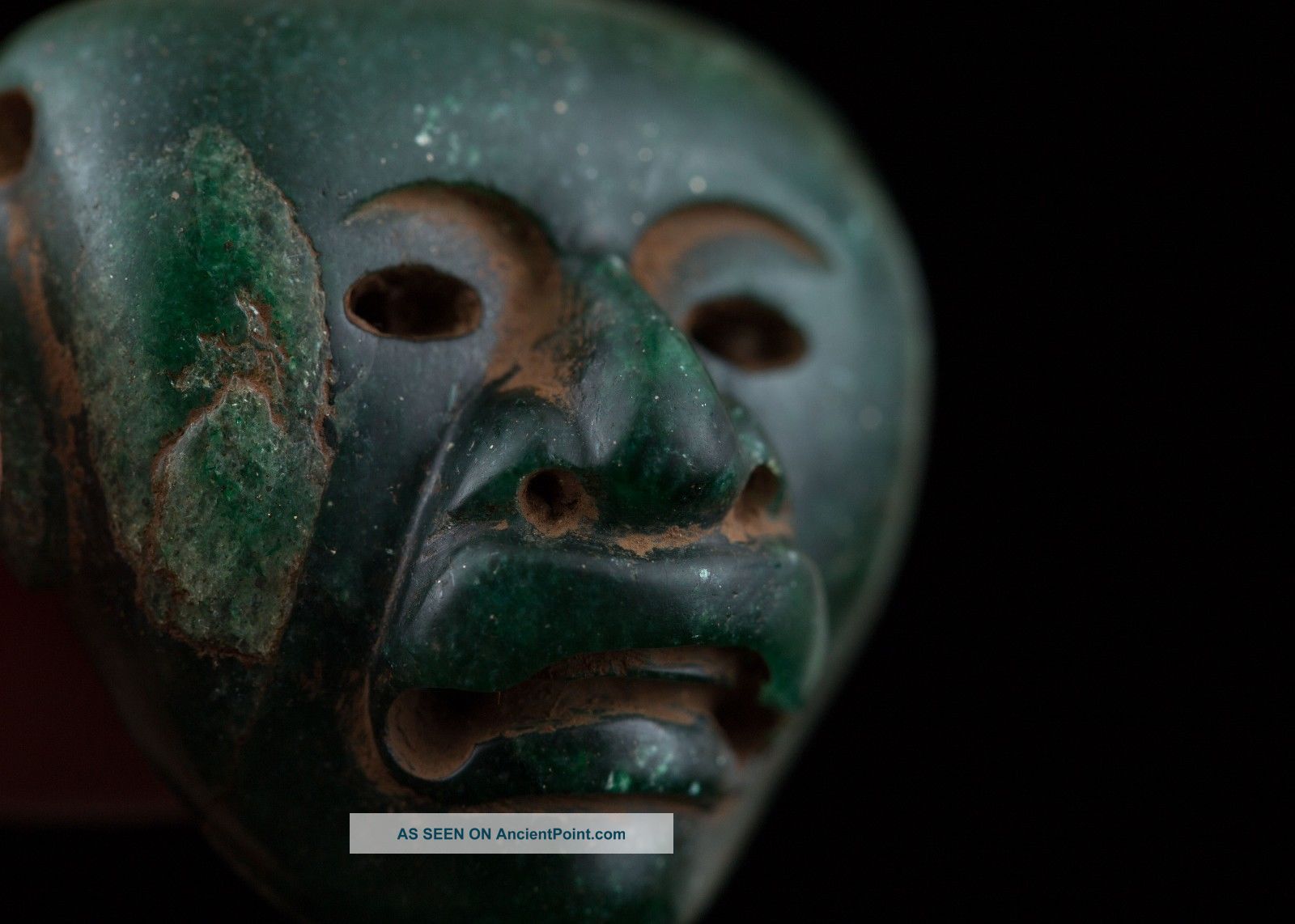 Teotihuacan Jade Stone Maskette Pendant - Antique Pre Columbian Style Statue - Maya The Americas photo