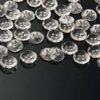 (48) 12mm Vintage Czech Deco Hand Faceted Crystal Sew Through Glass Buttons photo
