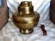 Oversized Antique Brass Electrified Oil Or Kerosene Lamp 