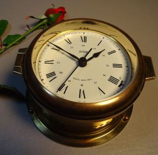 Stockburger Brass Ships Bell Clock Quartz Made In Germany C1960 Vintage photo
