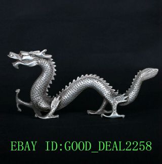Chinese Silver Copper Handwork Dragon Statue Gd0690 photo