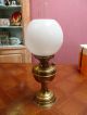 Antique Vintage Duplex Brass Oil Lamp Aladdin Style White Glass Shade & Chimney Lamps photo 1