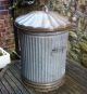 Vintage Galvanized Dustbin For Garden Use,  Storage,  Ornament,  Garden Planter Garden photo 1