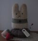 Primitive Wool Mohair Bunny Rabbit Easter Strawberry Make Do Doll Pin Cushion Primitives photo 1