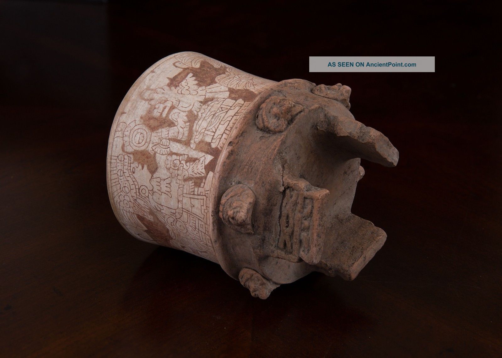Teotihuacan Terracotta Incised Tripod Vessel - Antique Pre Columbian Style Pottery The Americas photo