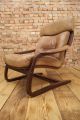 60s Retro Easy Chair Danish Leather Lounge Armchair Cantilever Fauteuil Vintage 1900-1950 photo 2