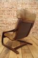 60s Retro Easy Chair Danish Leather Lounge Armchair Cantilever Fauteuil Vintage 1900-1950 photo 4