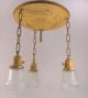 Antique Hanging Brass Chandelier Vtg Light Fixture 3 Chain Pan Art Deco Shade Chandeliers, Fixtures, Sconces photo 1