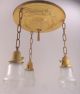 Antique Hanging Brass Chandelier Vtg Light Fixture 3 Chain Pan Art Deco Shade Chandeliers, Fixtures, Sconces photo 2