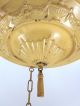 Antique Hanging Brass Chandelier Vtg Light Fixture 3 Chain Pan Art Deco Shade Chandeliers, Fixtures, Sconces photo 4