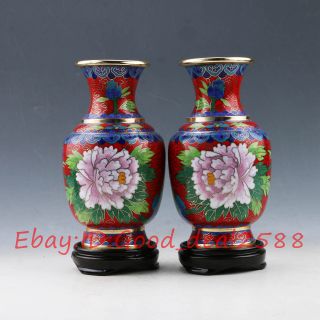 Chinese Handwork Paint Cloisonne Peony A Vase Xz136 photo