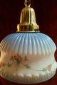 L&l Wmc Vintage Deco Glass & Brass Metal Hanging Pendant Light Painted Roses Chandeliers, Fixtures, Sconces photo 2
