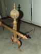 Antique 19th C.  Brass Ball Top French Victorian Fireplace Andirons With Crossbar Fireplaces & Mantels photo 2