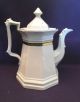 Antique White Ironstone China Copper Luster Trim Coffee Pot Colonial Tankard Pitchers photo 4