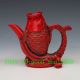 Chinese Red Turquoise Hand - Carved Big Fish Tea Pot Teapots photo 4