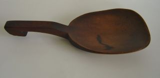 Scoop Butter Paddle Carved Wood Primitive Treen Spoon Antique 1700s? 1800s? photo