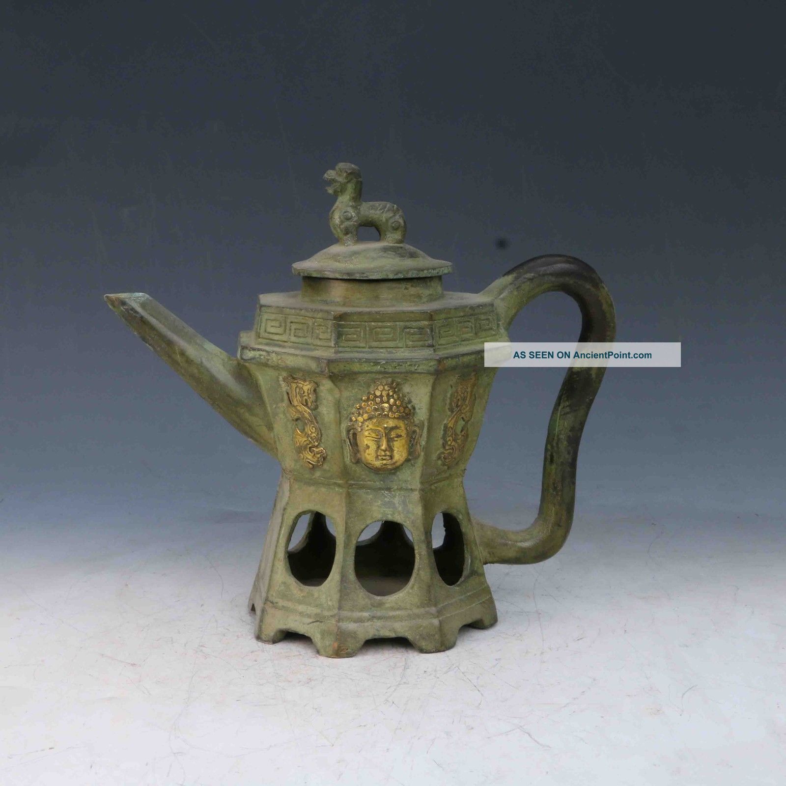 Chinese Bronze Gilt Hand - Carved Buddha Teapot X0279 Teapots photo
