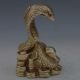 Old Peking Collectable Brass Hand Carved Auspicious Snake Statue W Da Qing Mark Other Antique Chinese Statues photo 2