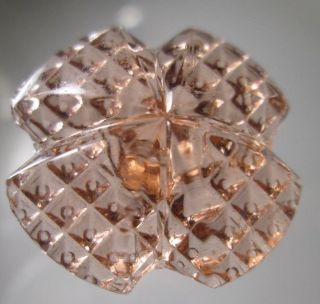 Antique Pink Depression Glass Flower Button Reverse Raised Diamonds Not Tiny photo